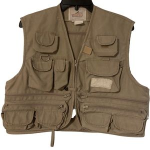 Woodfield Fishing Vest Mens Sz M Tan Fly Fishing Tan Khaki Lots Of Pockets